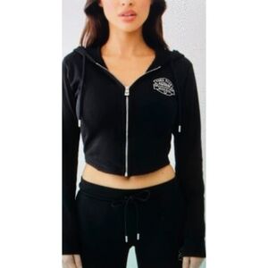 True Religion Black Cropped Hoodie